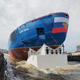 The new Russian nuclear-powered icebreaker Arktika (Arctic) launches in St. Petersburg, Russia, Thursday, June 16, 2016. Russia has been modernizing its icebreaker fleet as part of its efforts to strengthen its Arctic presence. (AP Photo/Evgeny Uvarov)